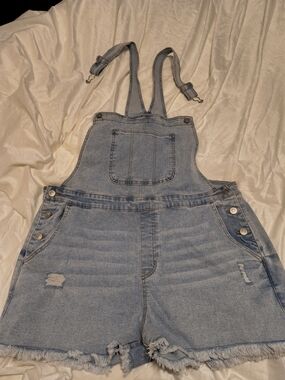 No Boundaries Light Blue Denim Jean Overalls